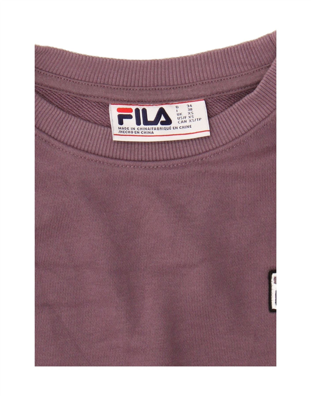 FILA Womens Oversized Sweatshirt Jumper UK 6 XS Purple Cotton Vintage Fila and Second-Hand Fila from Messina Hembry 