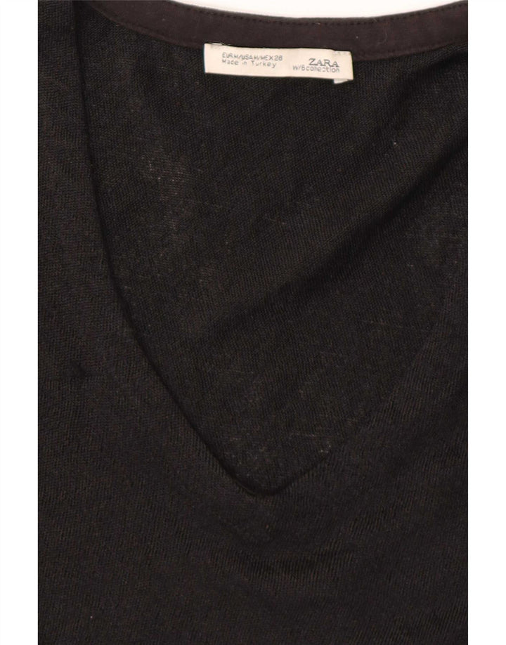 Zara Womens Batwing Top Manga Longa Reino Unido 14 Médio Preto