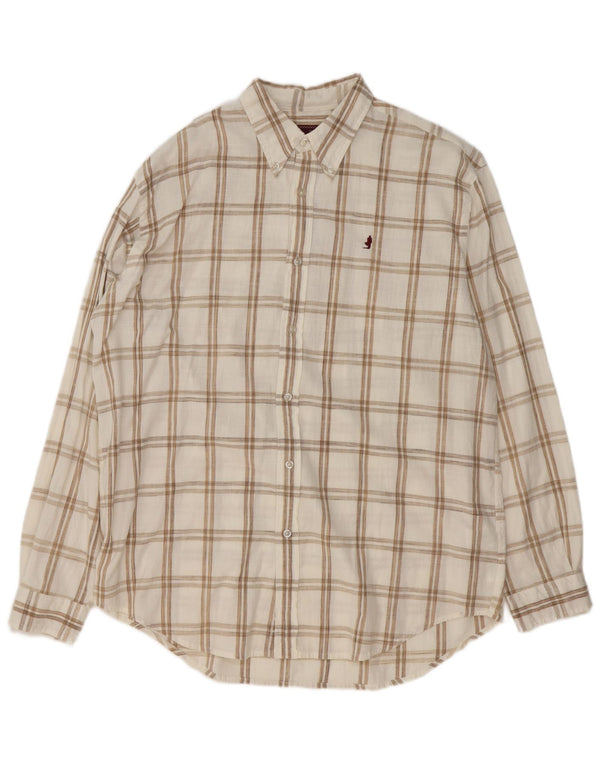 Camisa masculina Marlboro Classics XL branca xadrez algodão