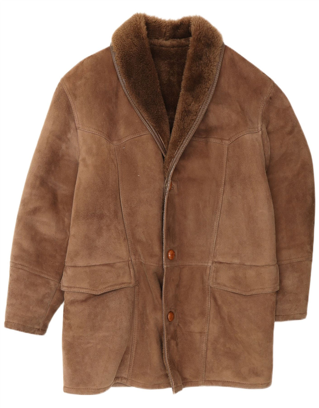 Sobretudo masculino de shearling Carieri&Carieri IT 46 pequeno marrom