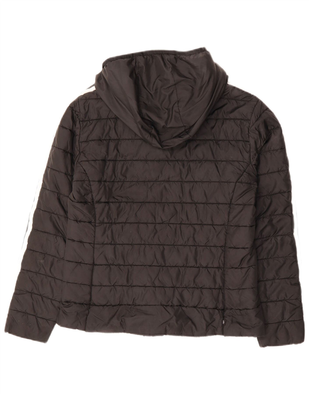 Jaqueta acolchoada com capuz feminino Adidas UK 14 poliéster preto médio