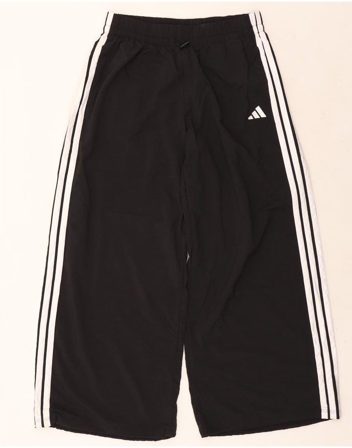 Calça de treino feminina Adidas com perna larga UK 12/14 poliéster preto médio