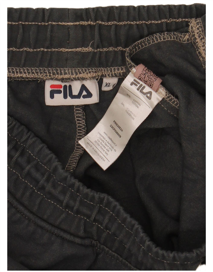 Calça de treino masculina Fila XL cinza listrado algodão