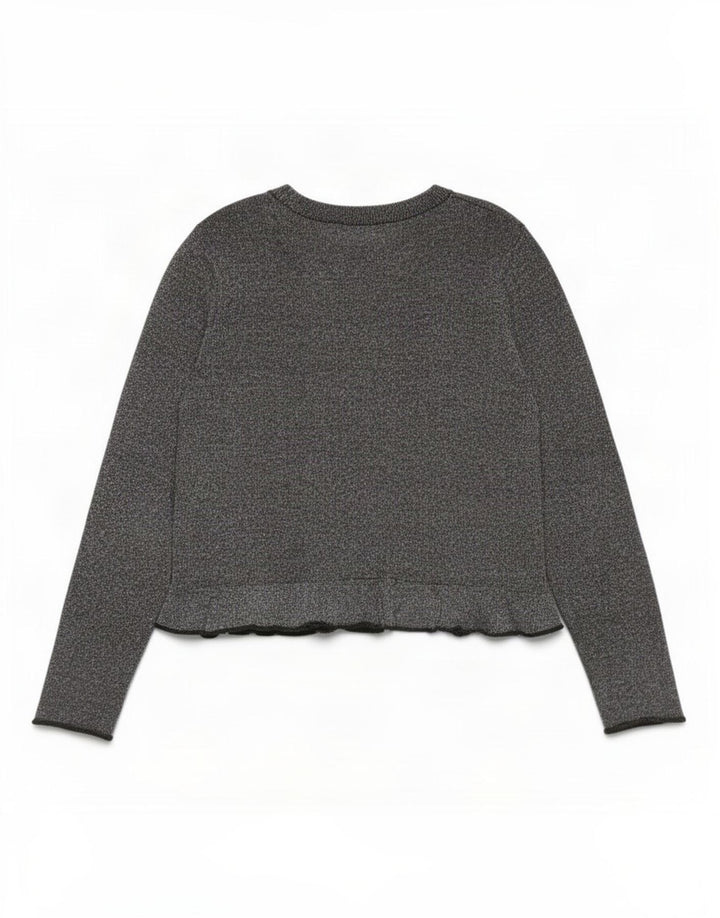 Top feminino Zara manga comprida UK 16 grande cinza