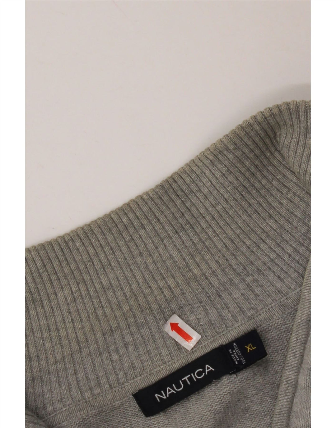 Suéter masculino NAUTICA com zíper e gola XL cinza Argyle/algodão diamante