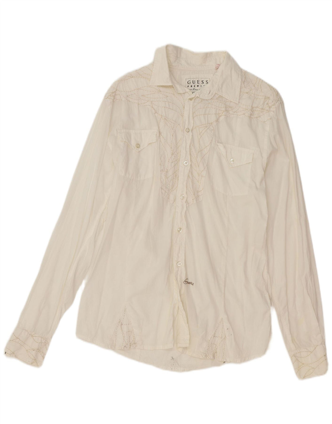 Camisa masculina Guess de algodão branco médio