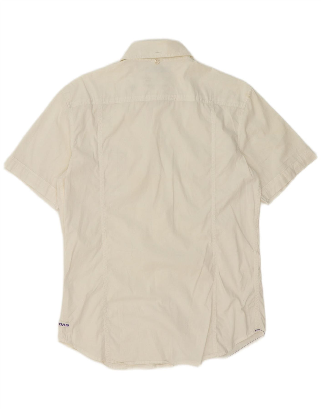Camisa masculina de manga curta Gas, algodão branco médio