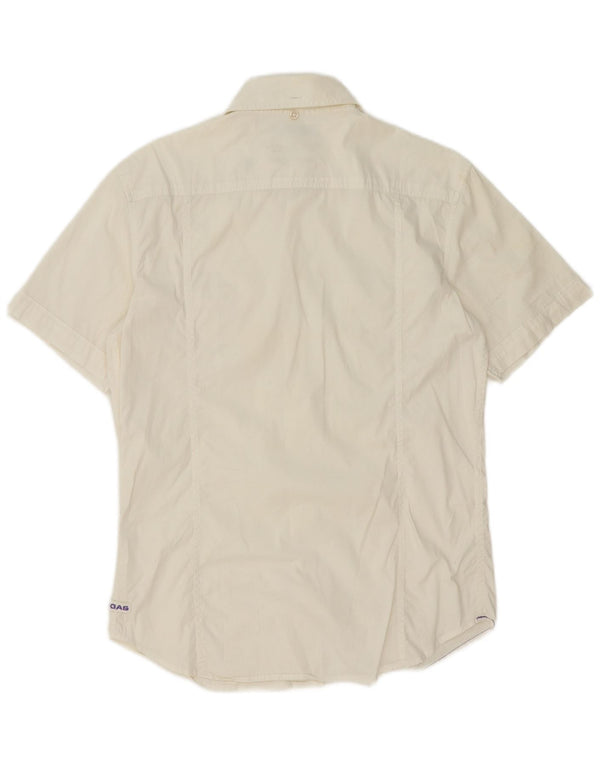 Camisa masculina de manga curta Gas, algodão branco médio