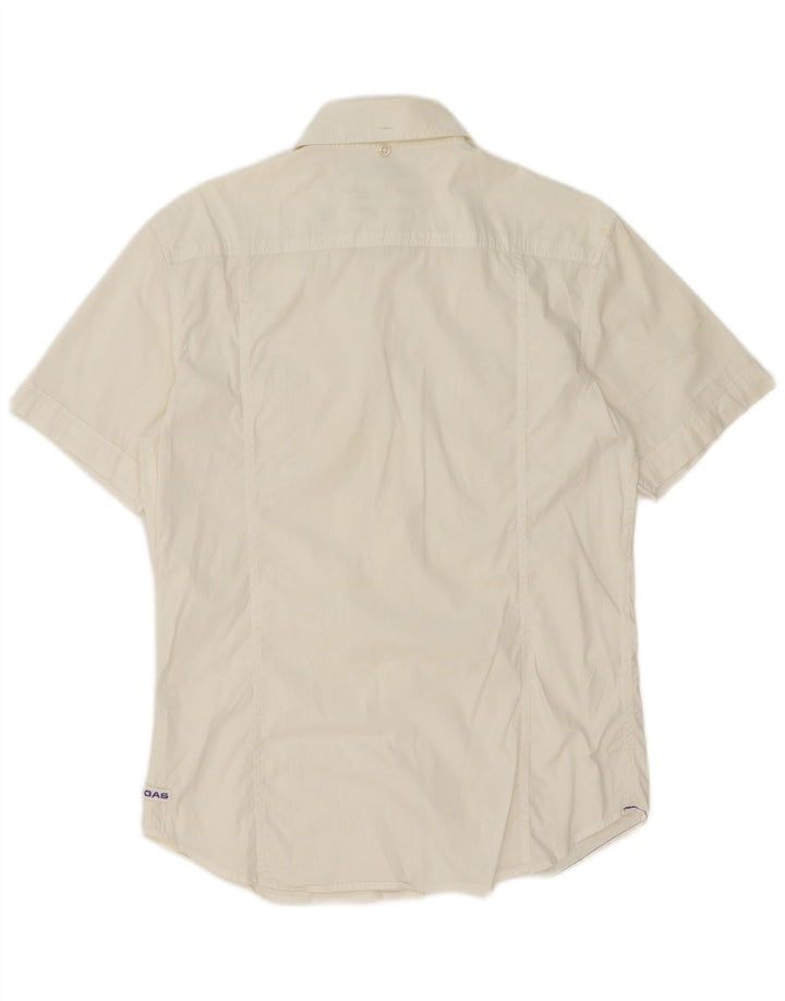Camisa masculina de manga curta Gas, algodão branco médio