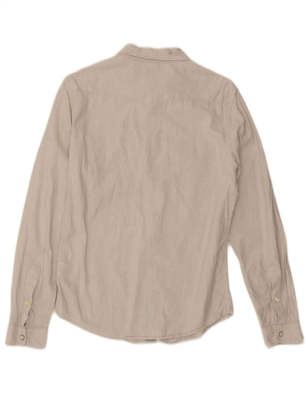 Camisa masculina de flanela Lee, pequena, bege, risca de giz, algodão