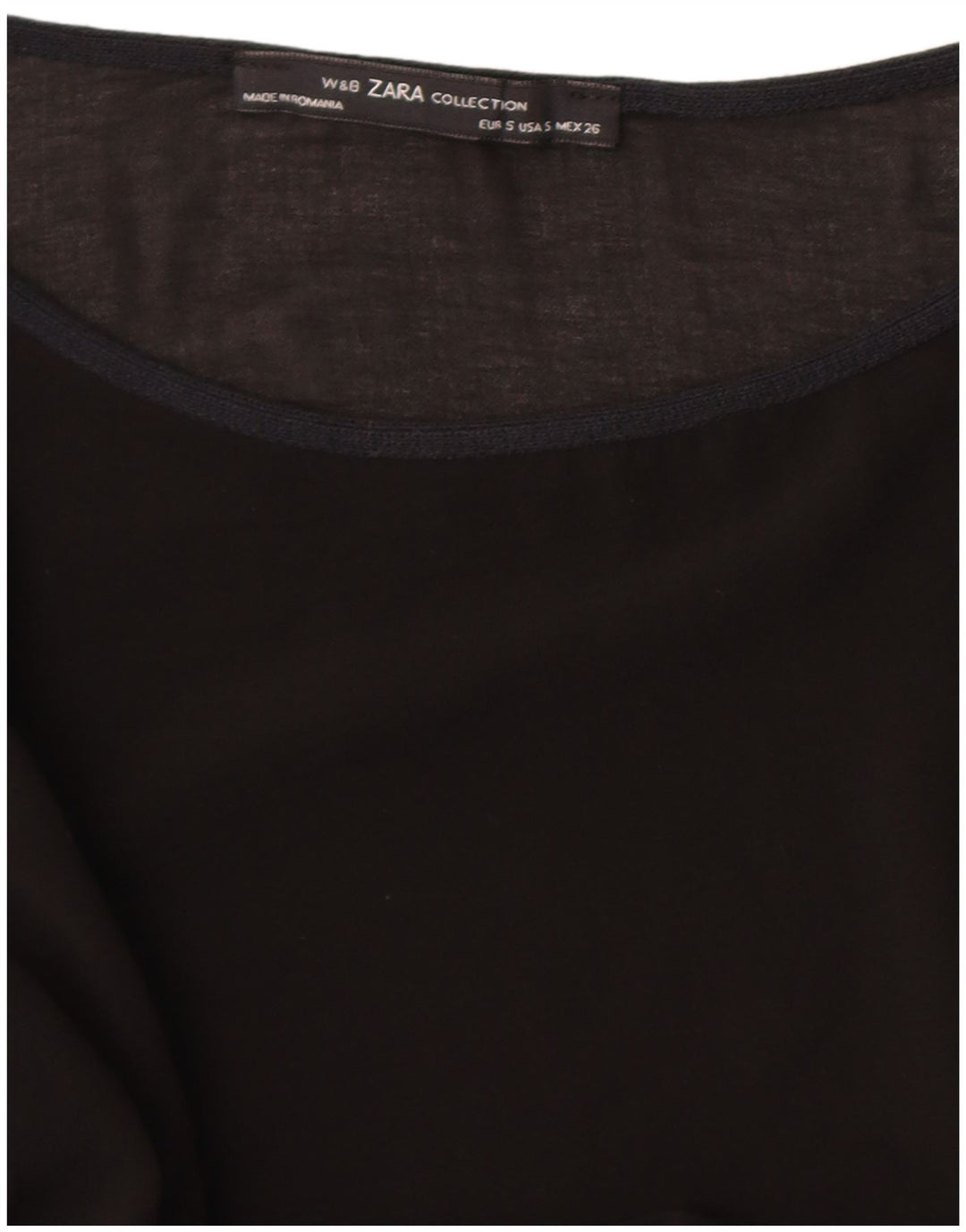 Zara Top feminino manga 3/4 Reino Unido 10 pequeno preto