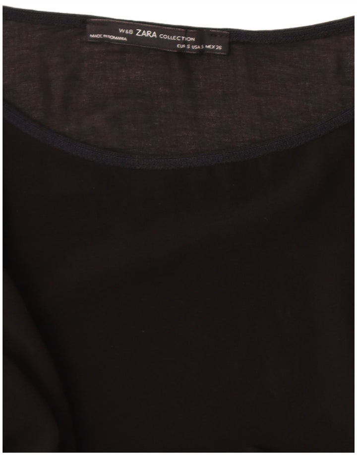 Zara Top feminino manga 3/4 Reino Unido 10 pequeno preto