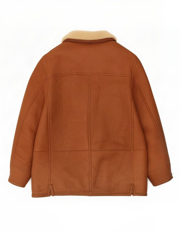 Jaqueta masculina vintage Shearling IT 54 2XL marrom
