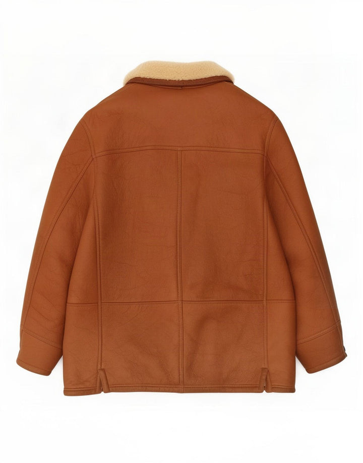 Jaqueta masculina vintage Shearling IT 54 2XL marrom