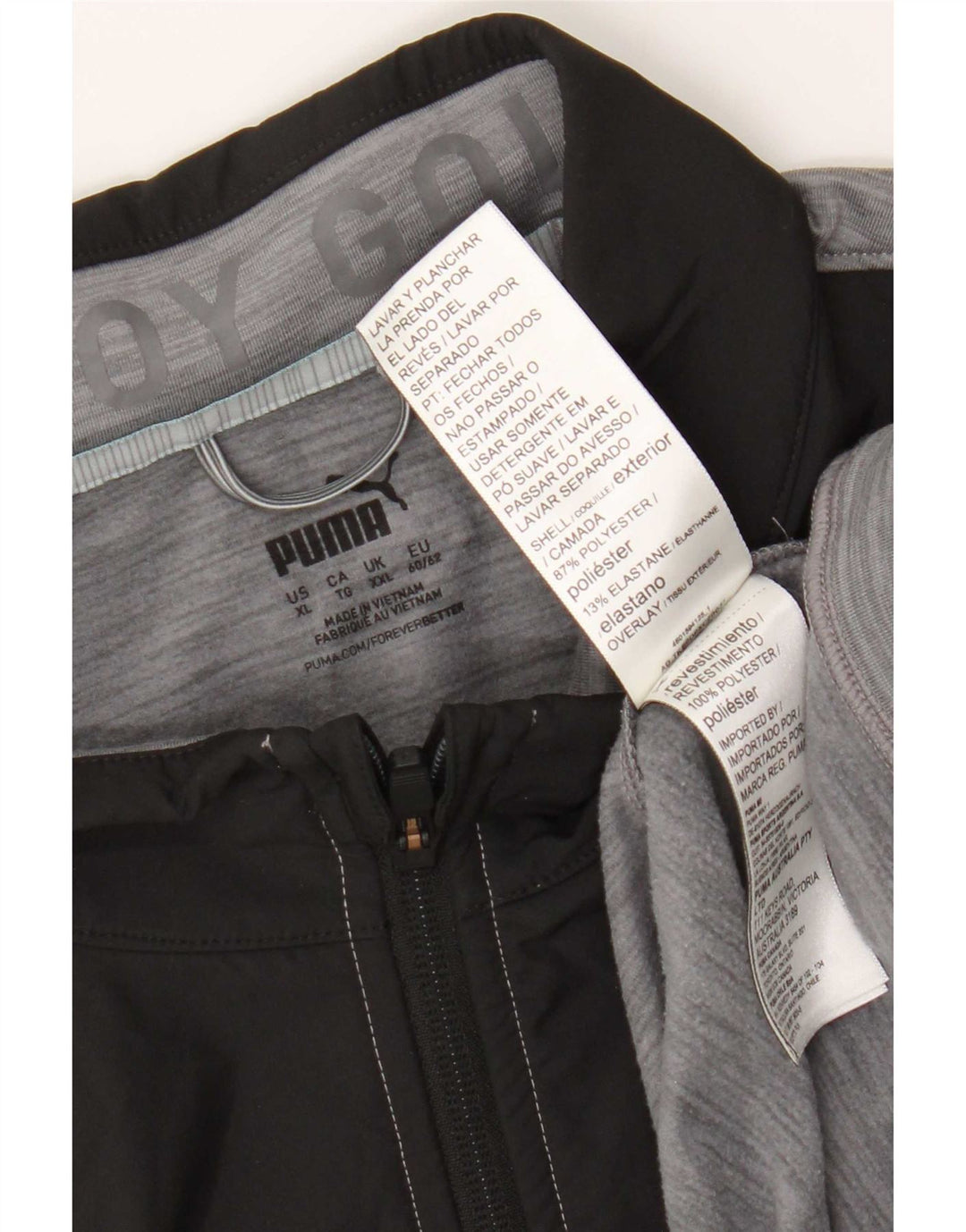 Jaqueta masculina Puma sem mangas com capuz XL cinza Colourblock poliéster