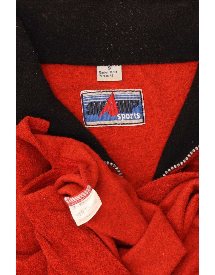 Shamp Mens Loose Fit Zip Neck Fleece Jumper Pequeno Poliéster Vermelho