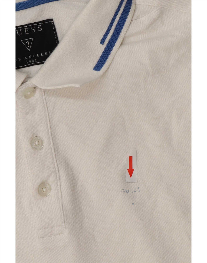 Guess Camisa polo masculina Reino Unido 40 algodão branco médio
