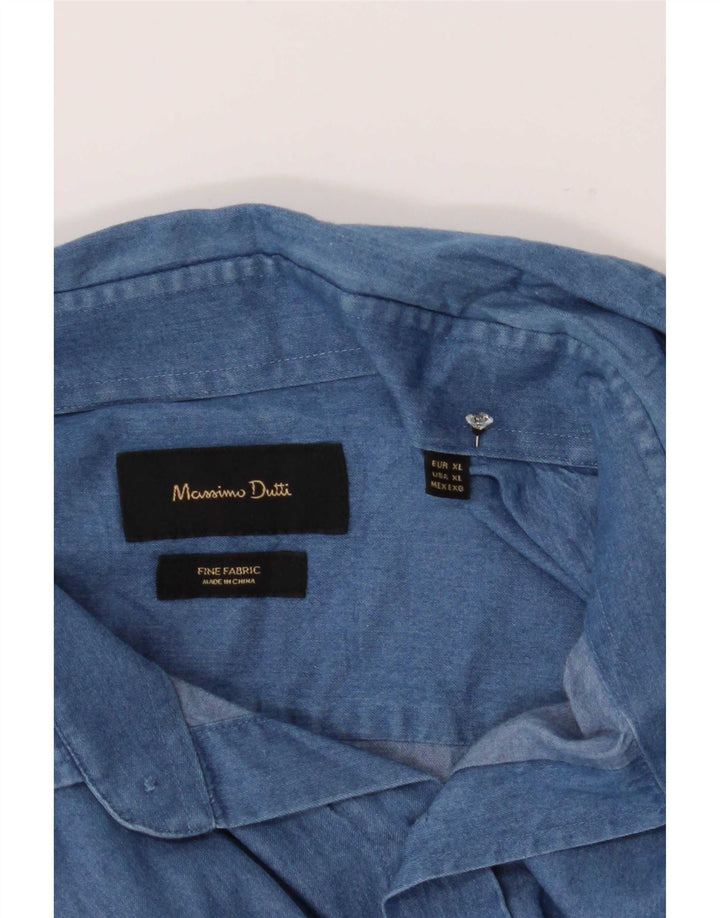 Camisa jeans masculina Massimo Dutti XL azul marinho