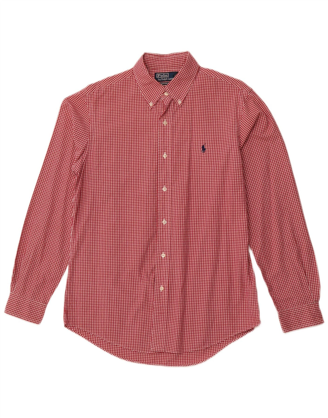 Polo Ralph Lauren Mens Custom Fit Camisa Médio Algodão Gingham Vermelho
