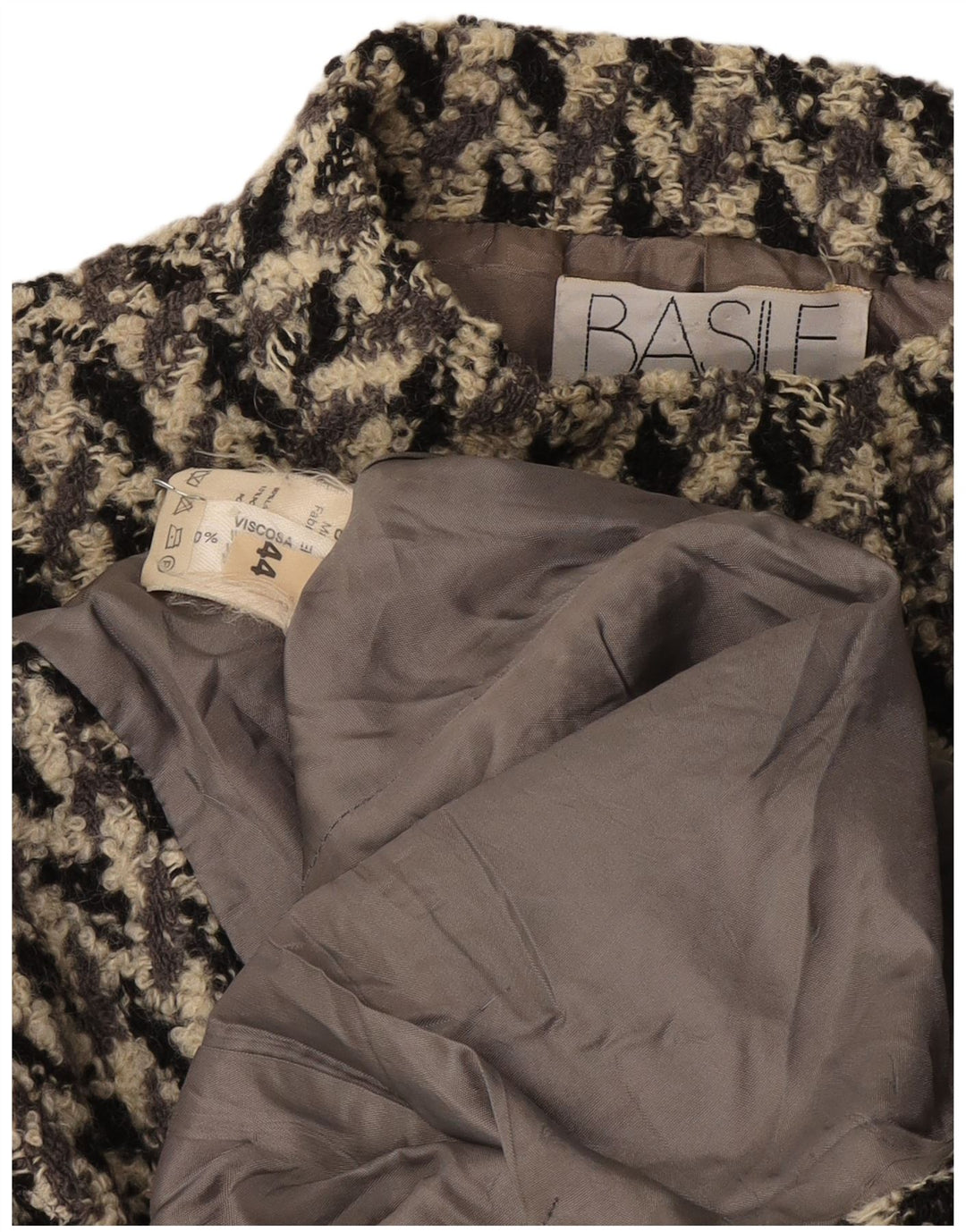 Jaqueta blazer feminina Basile com 4 botões IT 44 Viscose geométrica cinza médio