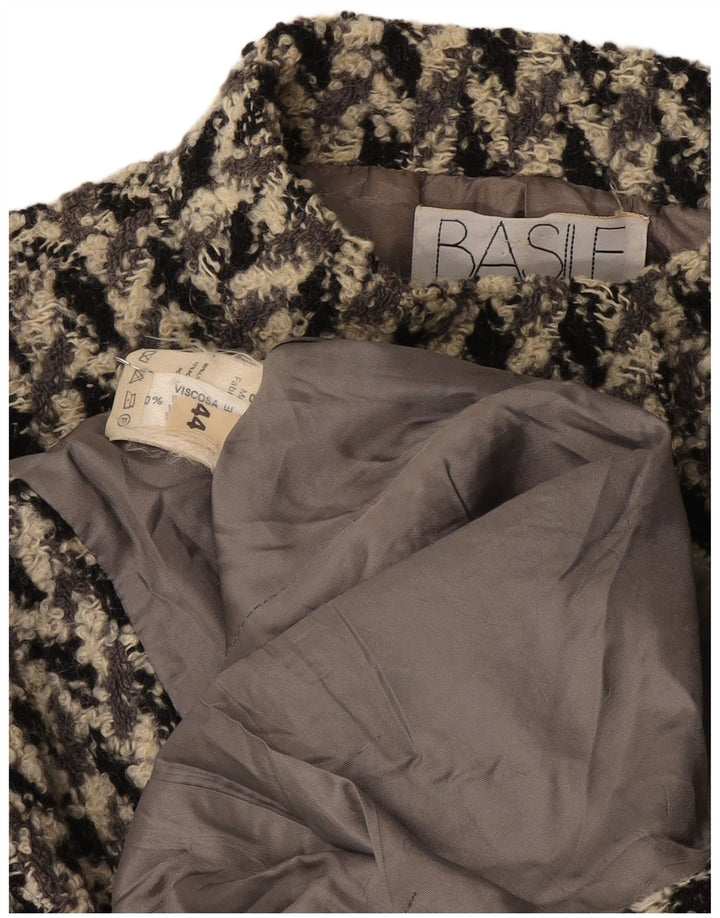 Jaqueta blazer feminina Basile com 4 botões IT 44 Viscose geométrica cinza médio