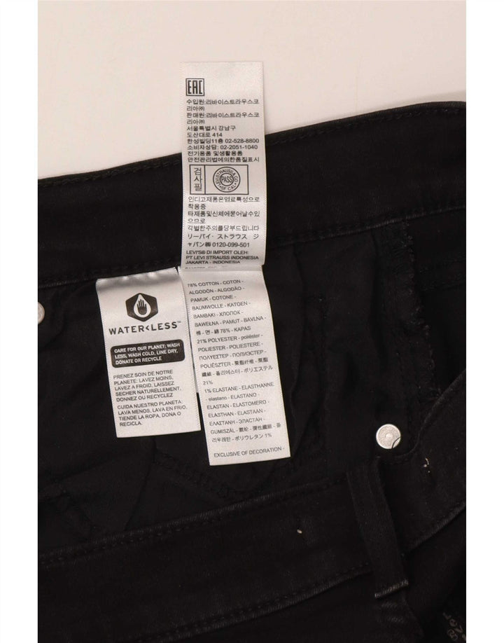 Calça jeans reta clássica feminina Levi's W32 L30 algodão preto