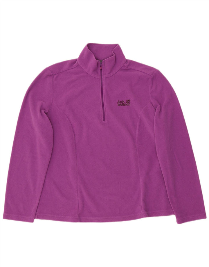 JACK WOLFSKIN Suéter feminino de lã com zíper e gola UK 18/20 XL roxo poliéster