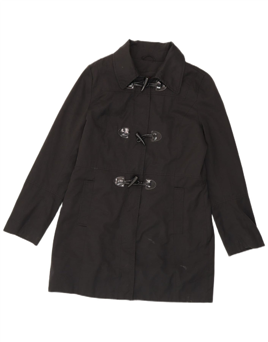 Nautica Womens Duffle Coat UK 14 Médio Algodão Preto