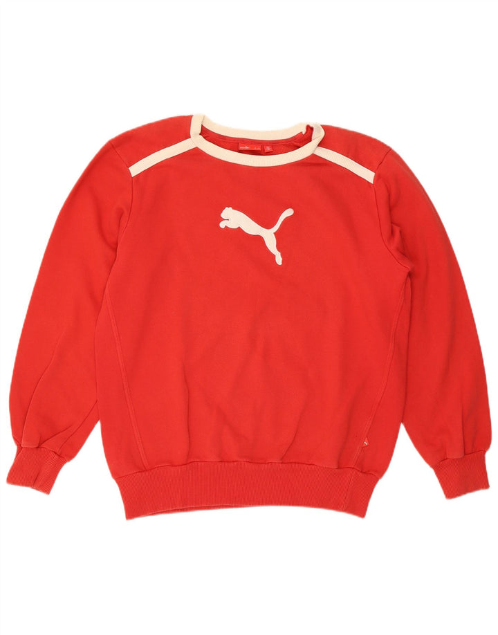 Puma Mens Graphic Moletom Jumper Pequeno Colorblock Vermelho