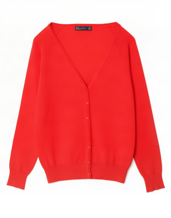 Suéter cardigã feminino Zara UK 18 XL algodão vermelho