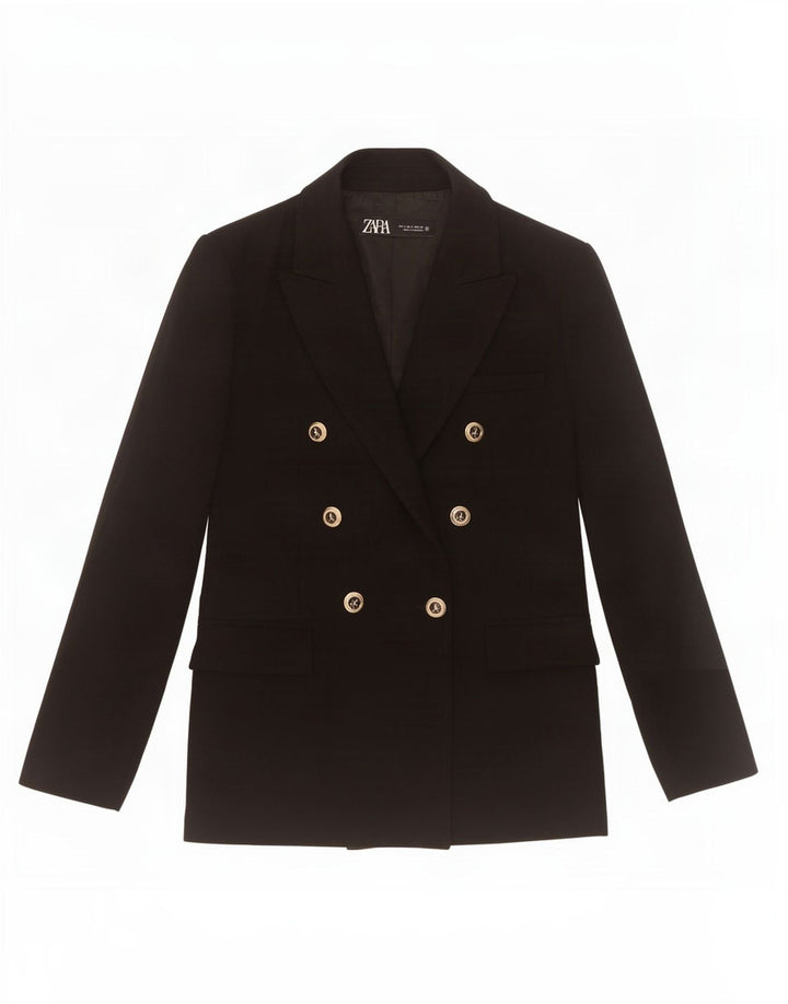 Jaqueta blazer feminina Zara com peito duplo Reino Unido 14 grande preta