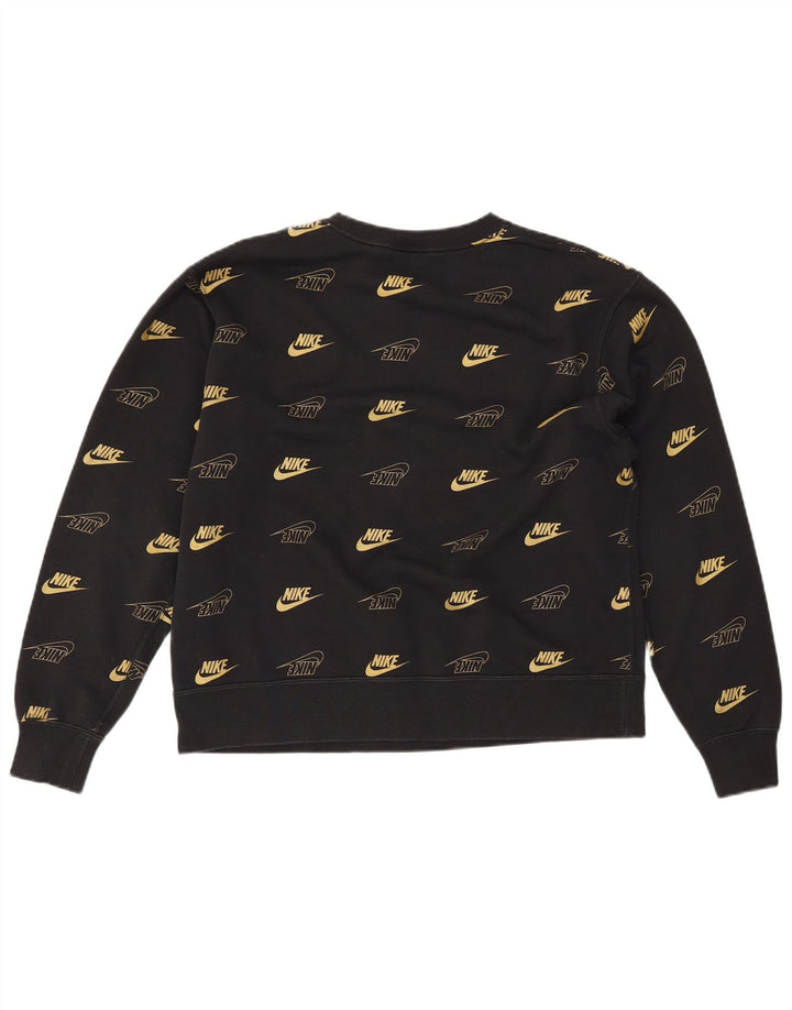 NIKE feminino gráfico moletom jumper UK 14 médio preto algodão