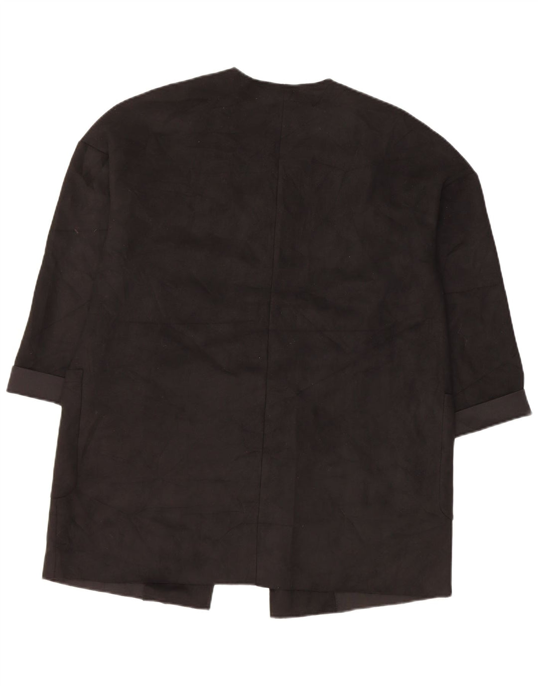 Zara Jaqueta blazer feminina oversized manga 3/4 aberta Reino Unido 6 XS preto poliéster