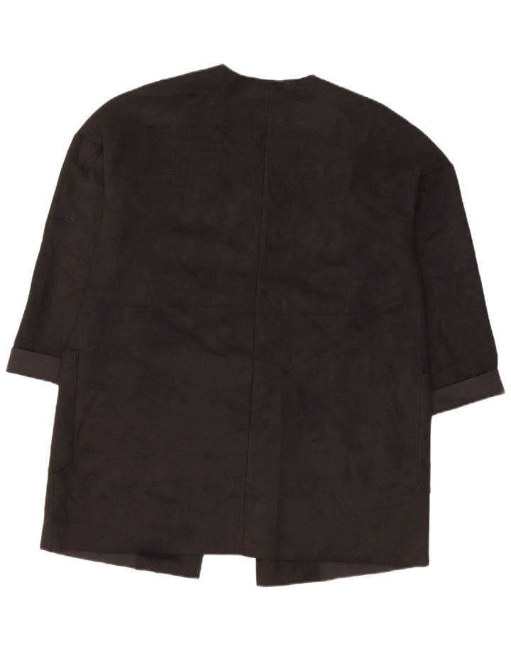 Zara Jaqueta blazer feminina oversized manga 3/4 aberta Reino Unido 6 XS preto poliéster