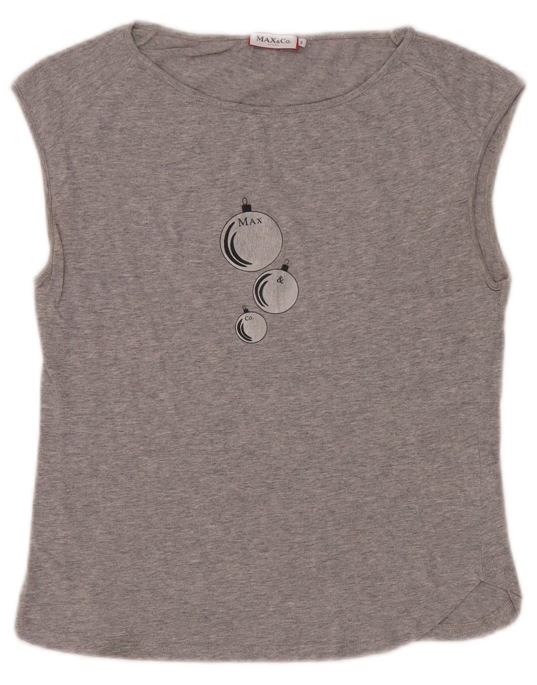 Colete gráfico feminino Max & Co. Top UK 10 pequeno cinza
