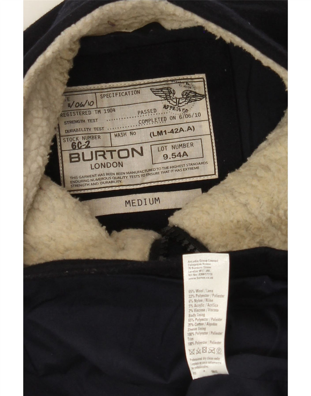 Burton Mens Duffle Jacket UK 38 Lã Azul Marinho Médio