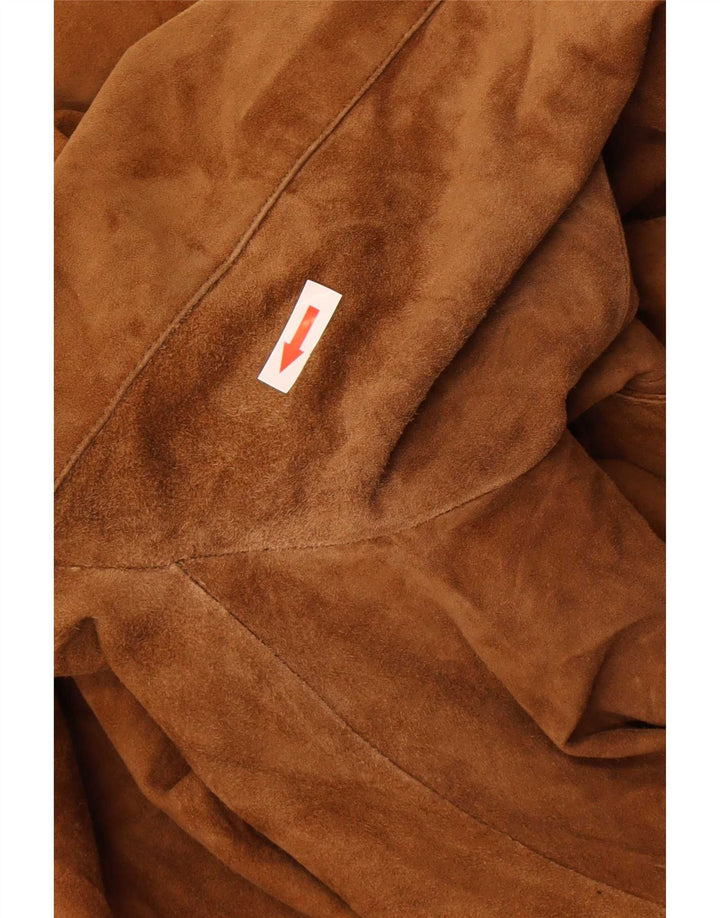 Jaqueta blazer masculina vintage de camurça com 1 botão Reino Unido 36 pequena marrom