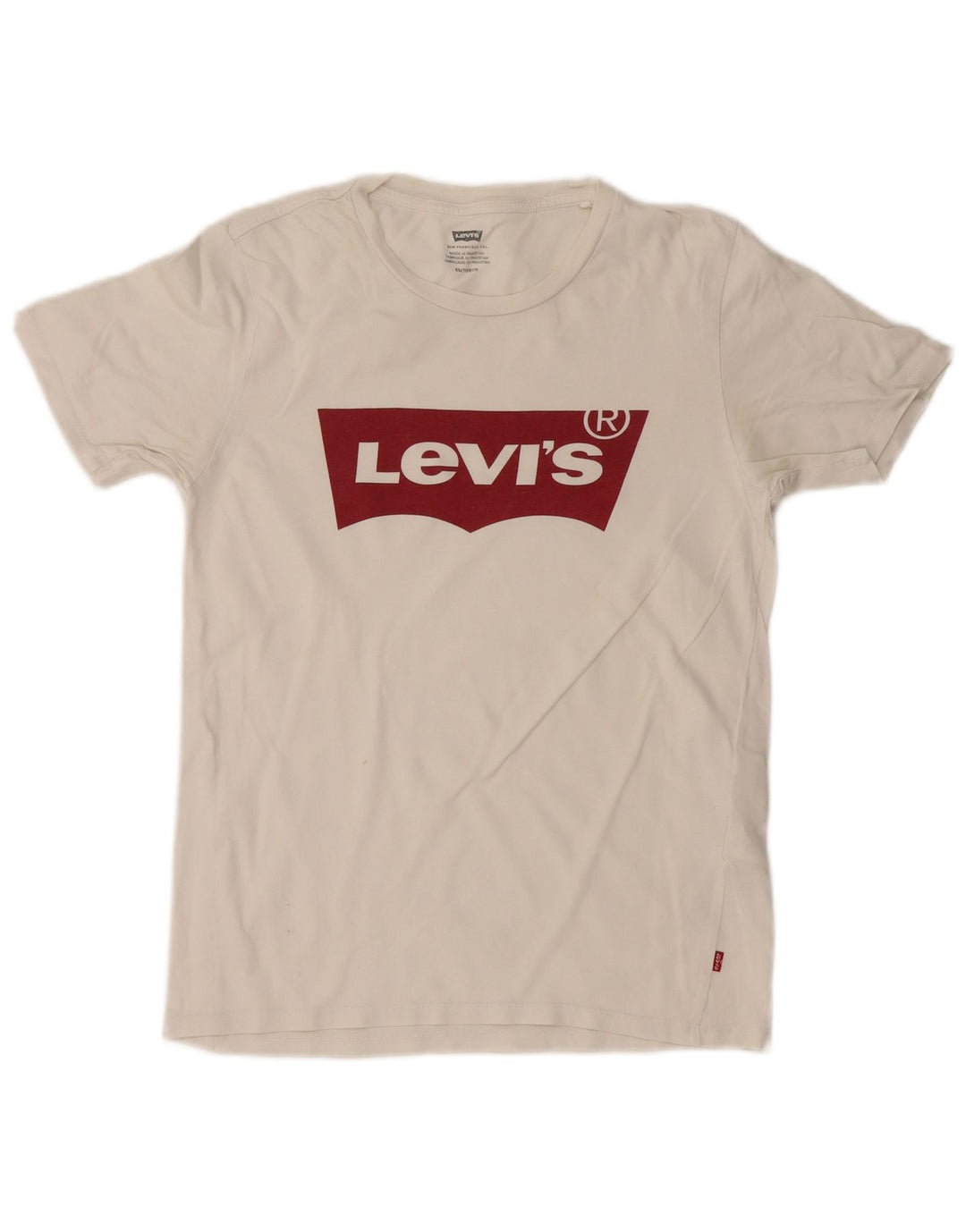 Camiseta feminina gráfica LEVI'S UK 6 XS algodão branco