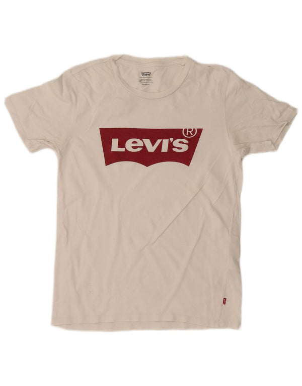 Camiseta feminina gráfica LEVI'S UK 6 XS algodão branco