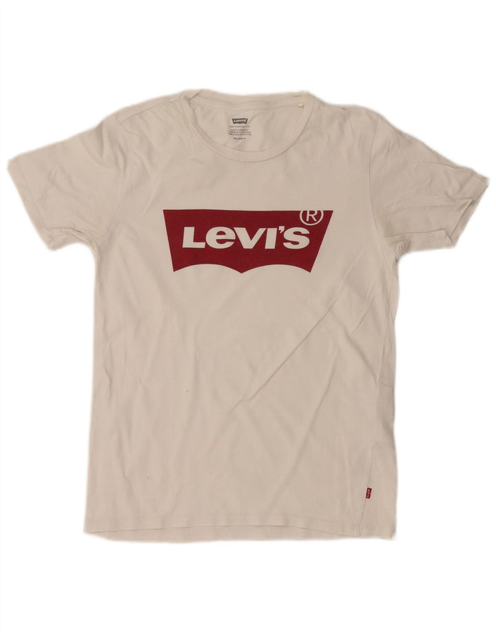 Camiseta feminina gráfica LEVI'S UK 6 XS algodão branco