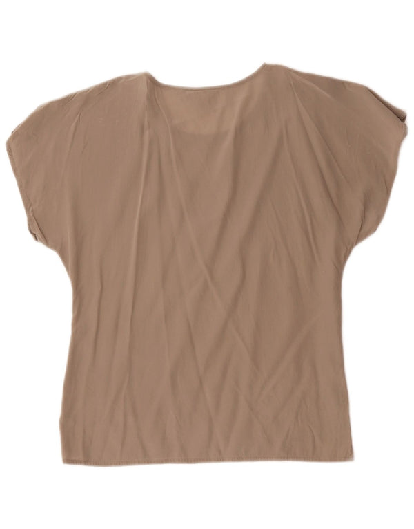 Blusa feminina Max Mara UK 12 seda cinza médio