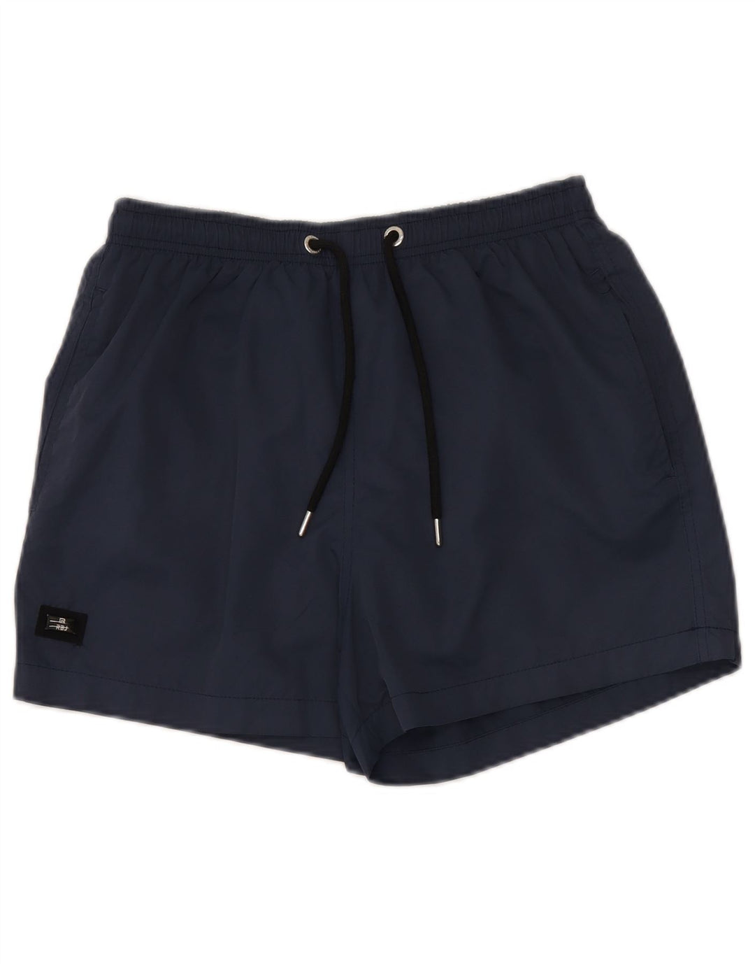 Shorts de natação masculino vintage poliéster azul marinho médio