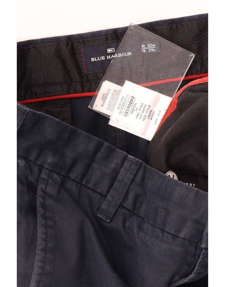 Calça chino reta masculina Marks & Spencer Blue Harbor W32 L29 marinho
