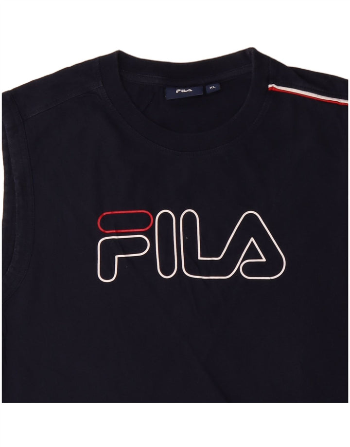 Top colete gráfico feminino FILA UK 18 XL azul marinho algodão