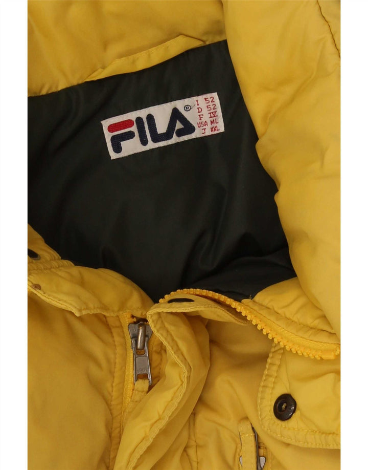 Jaqueta acolchoada masculina Fila UK 38 bloco colorido amarelo médio