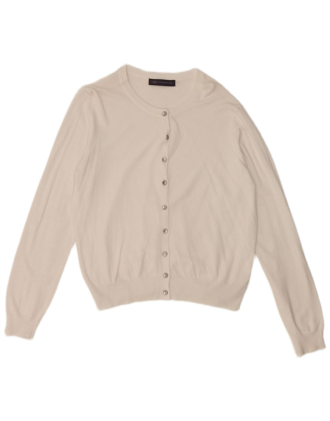 Suéter cardigã feminino Marks & Spencer UK 12 viscose branca média