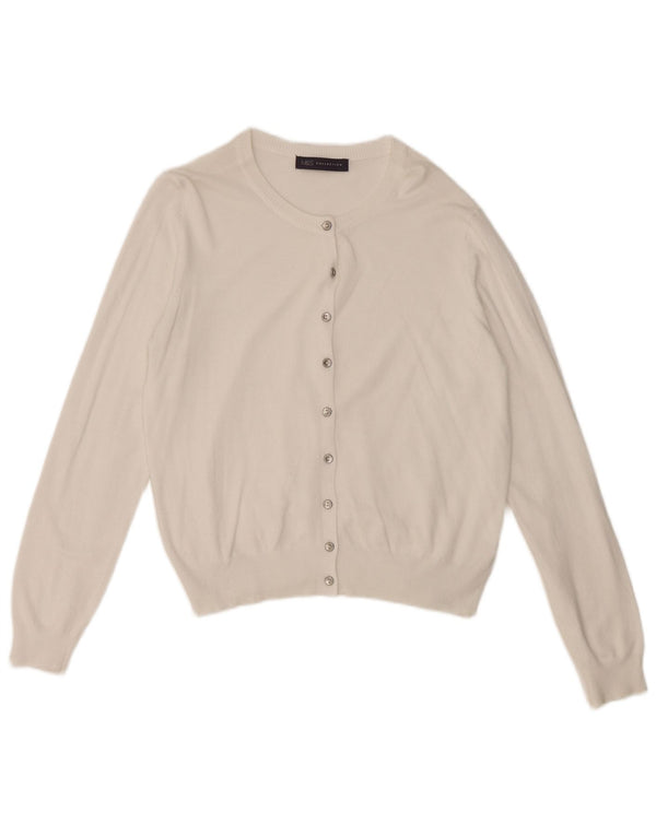 Suéter cardigã feminino Marks & Spencer UK 12 viscose branca média