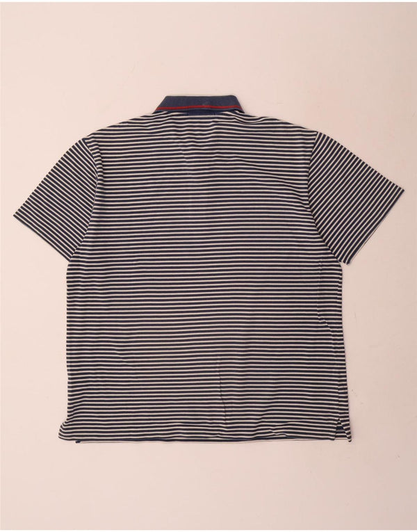 Camisa polo masculina Fred Perry XL azul marinho listrado algodão