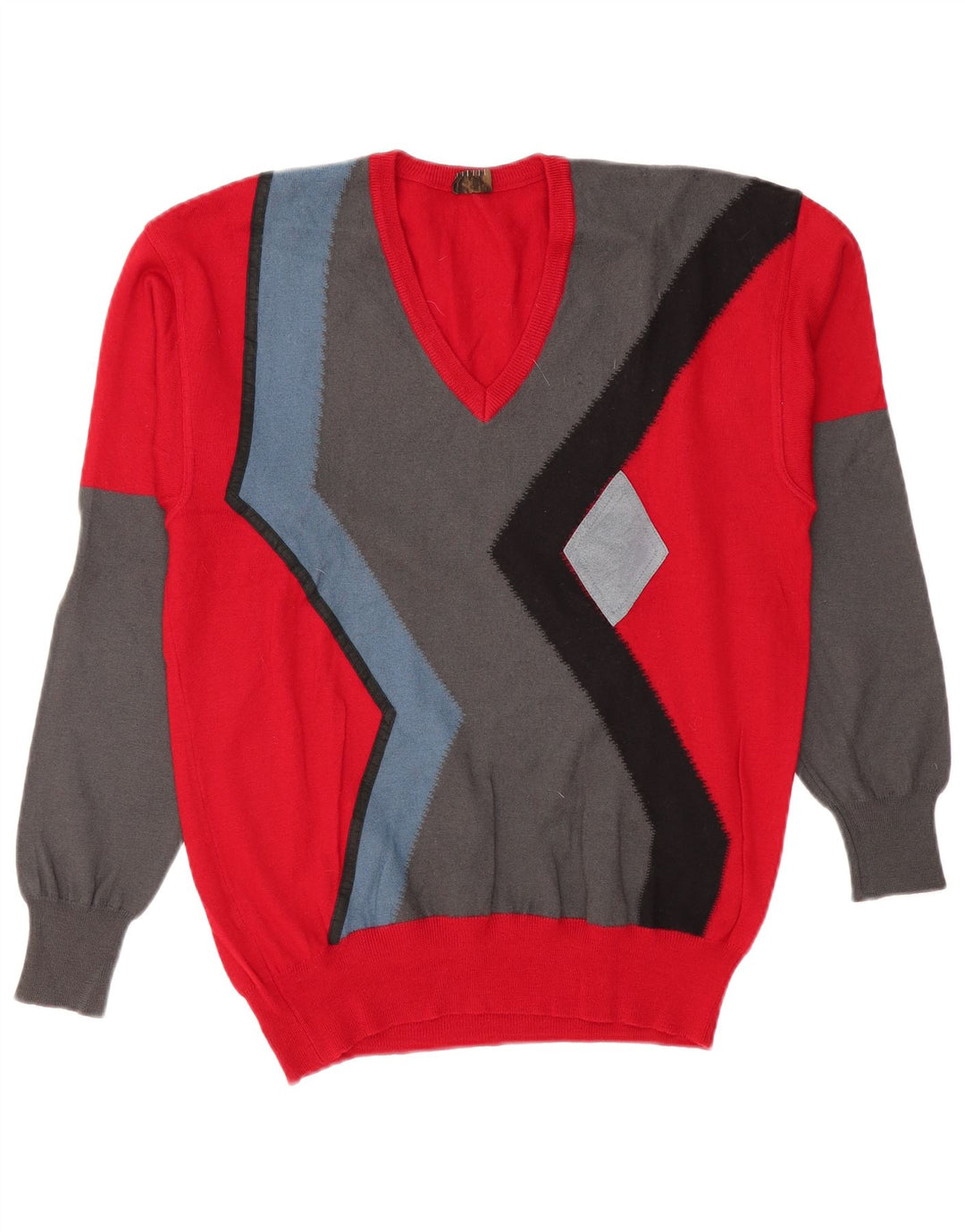 Suéter masculino DALMINE com decote em V IT 50 lã virgem colorblock vermelho médio