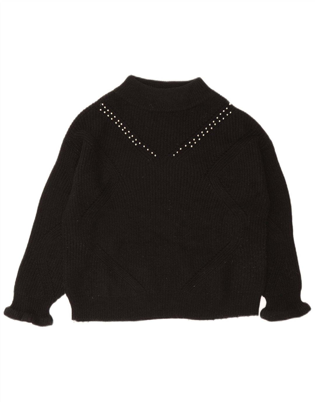 Guess Suéter feminino grande com gola de tartaruga Reino Unido 10 pequeno acrílico preto